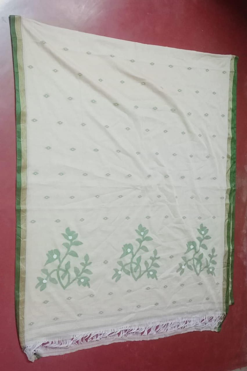 Pure Cotton jamdani Saree Without Blouse . ( Length- 6.3 meter )