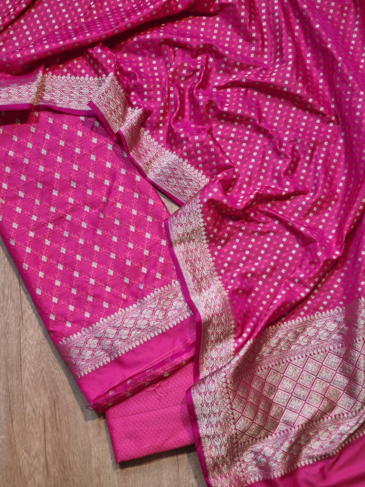 Raani Color Pure Banarasi Satin Silk Meena Work Unstitched Suit
