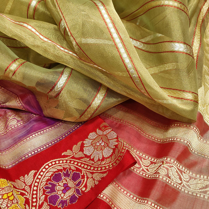 Pure tissue  silk Hand Weaved Fully Khadwa weaved Zari work Saree