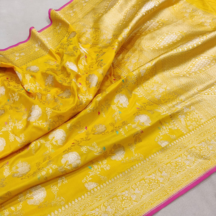 Pure katan silk khadwa Hand Weaved Zari work Saree