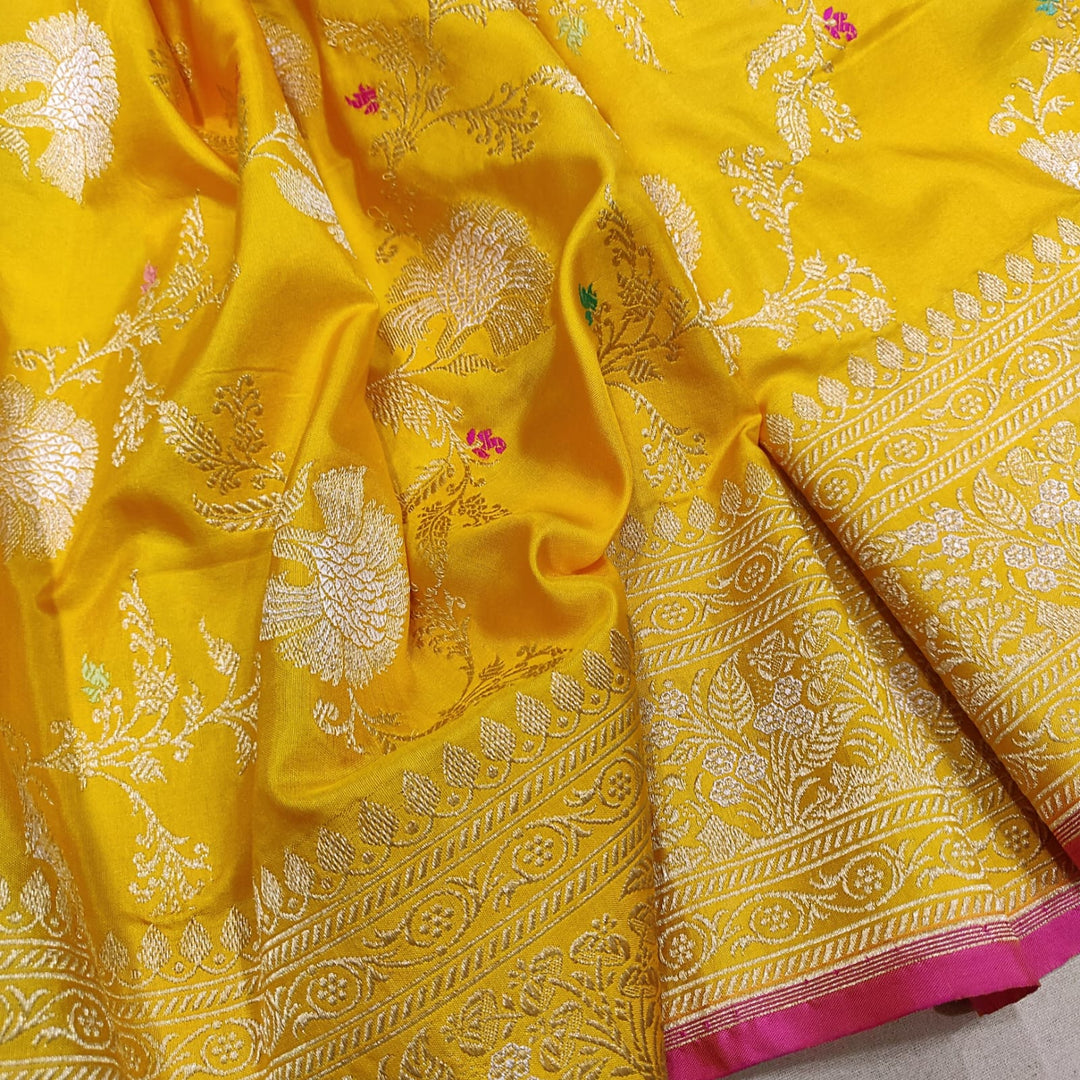 Pure katan silk khadwa Hand Weaved Zari work Saree