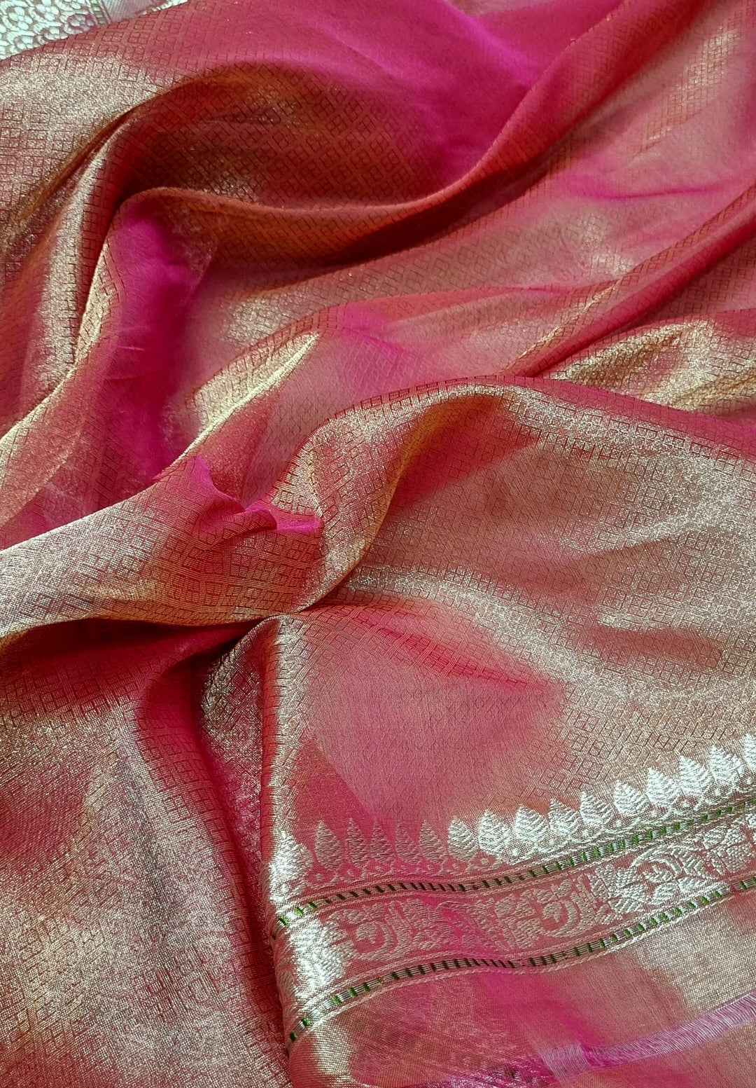 Pure Tissue Silk Saree with Iktara and sona rupa buti fusion