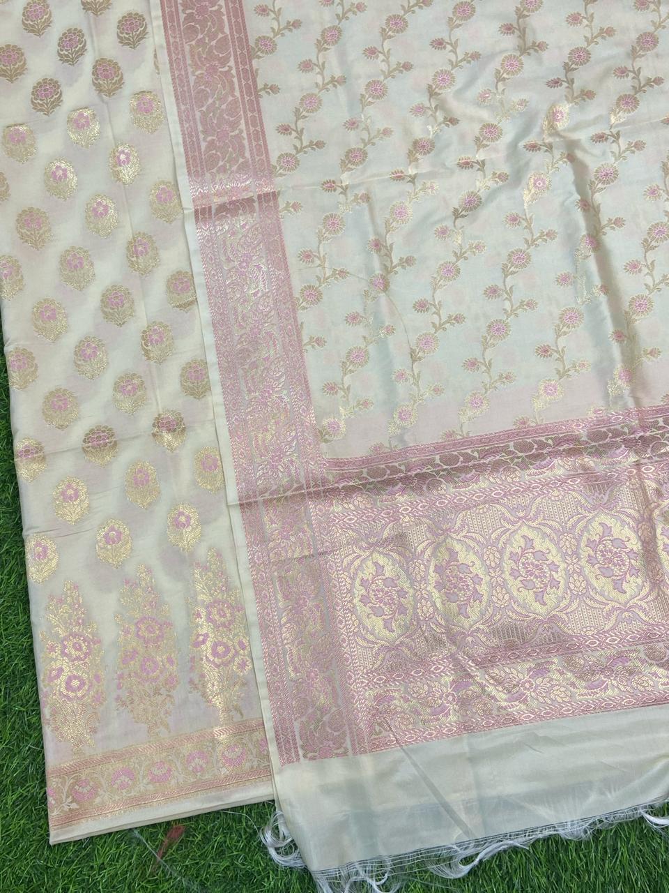 Pure Banarasi Soft Katan Silk Alfi Weaved Institched Suit