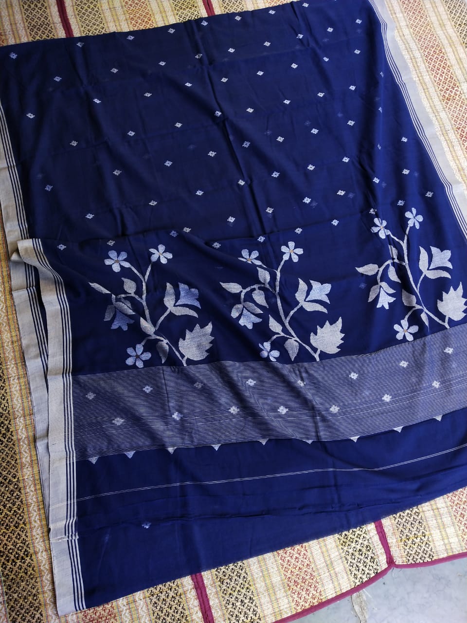 Pure Cotton jamdani Saree Without Blouse . ( Length- 6.3 meter )