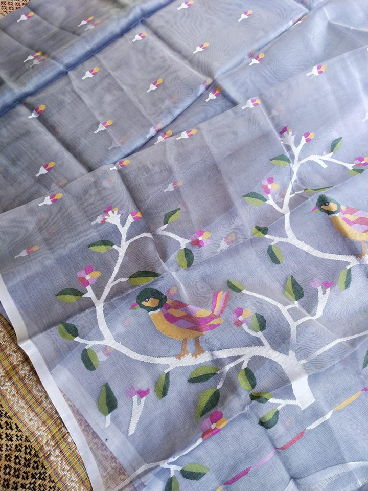 Pure Moslin jamdani Saree ( Length- 6.3 meter )