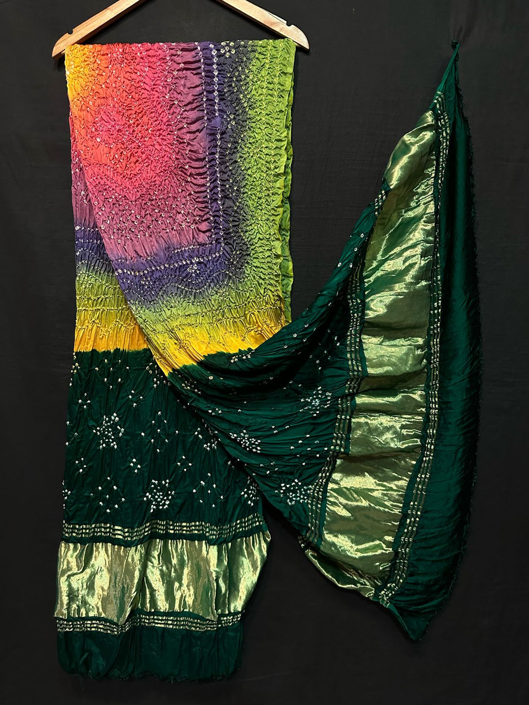 Modal Silk Rai Bandhej Dupatta with tissue pallu