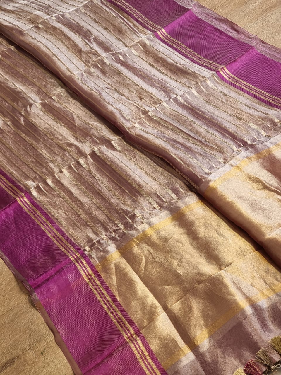 Banarasi Tissue Silk Saree in Magenta color