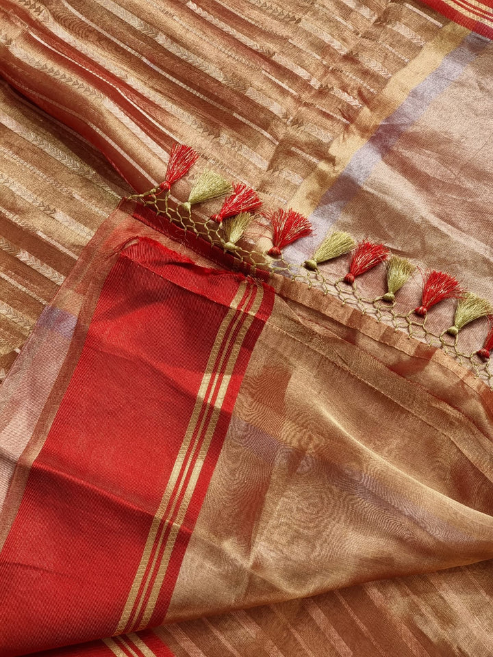 Banarasi Tissue Silk Saree in Red color