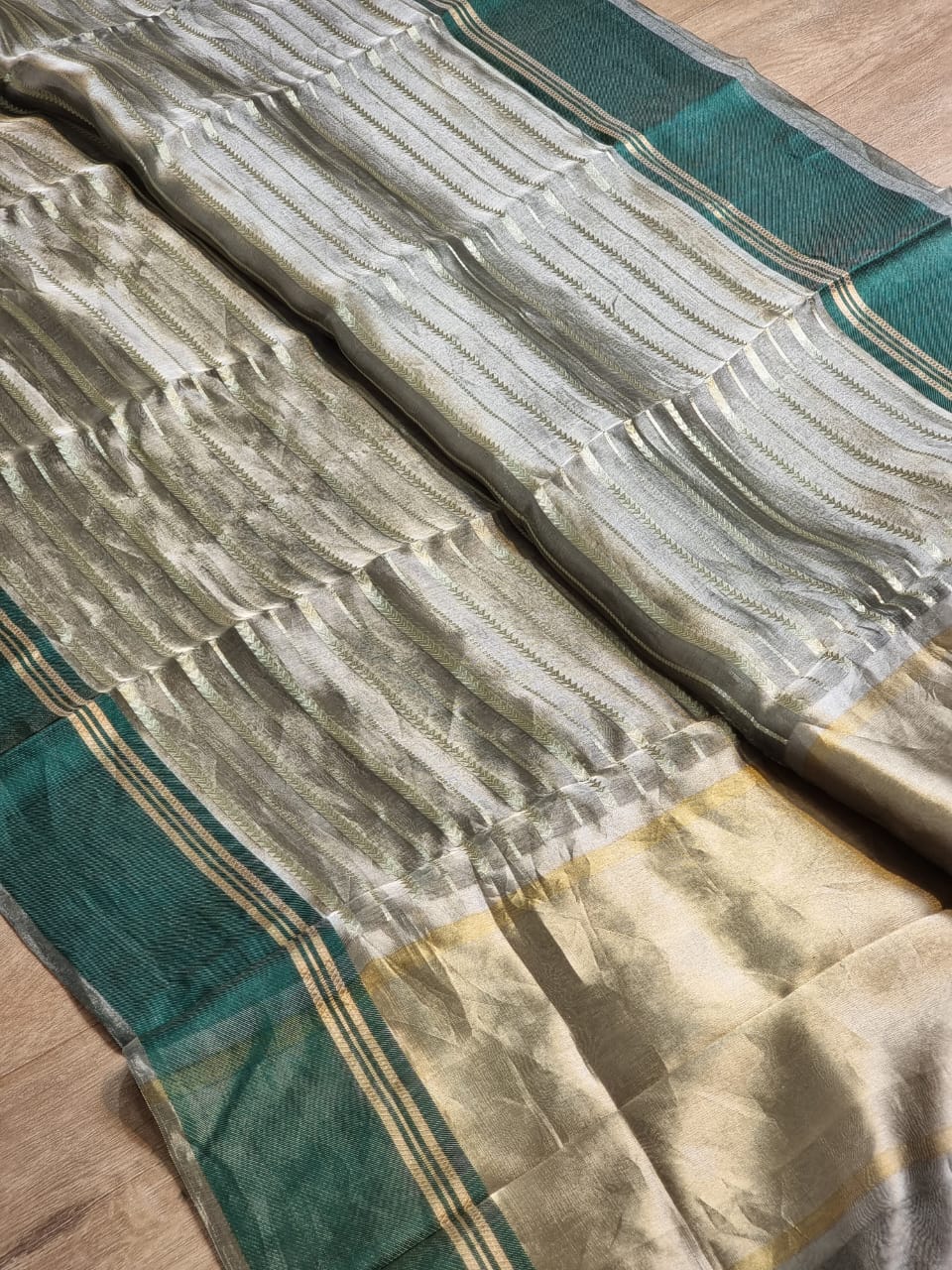 Banarasi Tissue Silk Saree in Green color