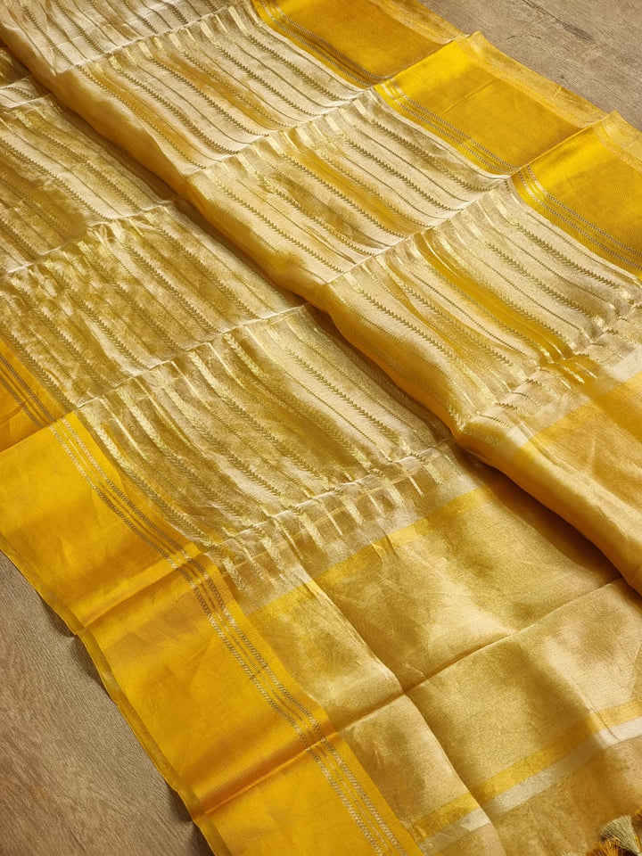 Banarasi Tissue Silk Saree in Yellow color