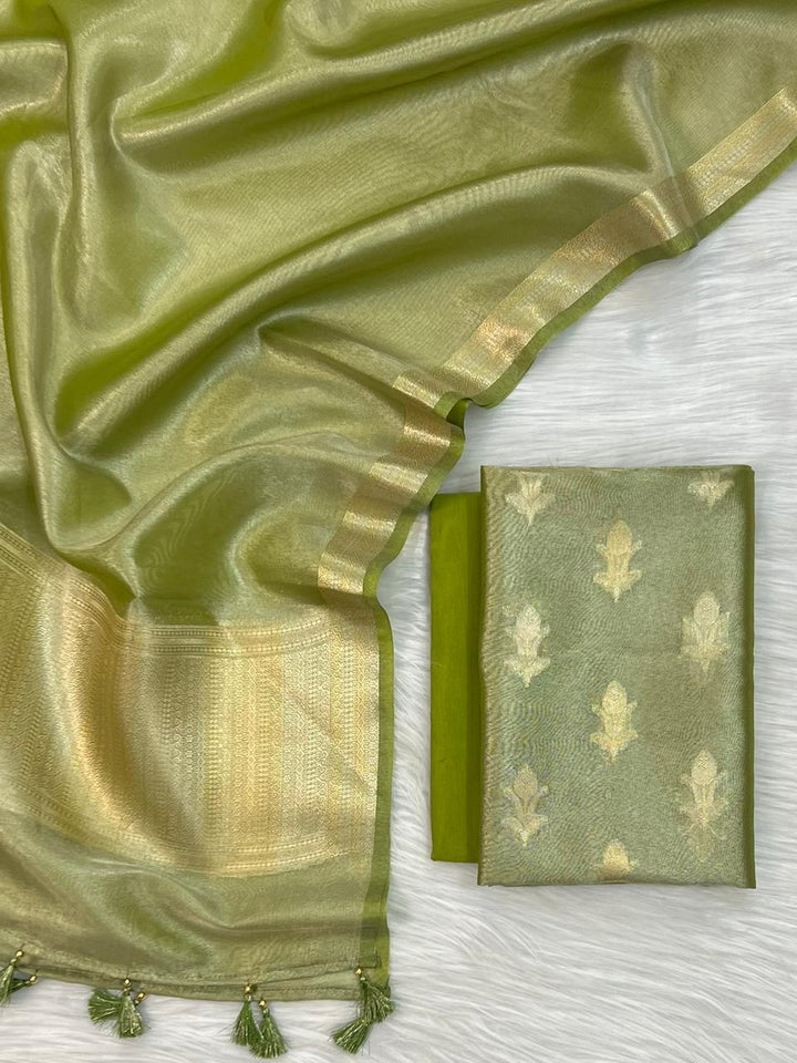 Pure Banarasi Tissue Silk Unstitched Suit