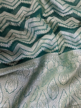 Pure Banarasi Handloom Khaddi Georgette Silk Saree With Water Zari Work in Green