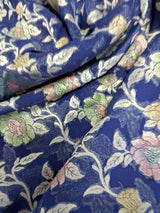 Pure Banarasi Handloom Khaddi Georgette Silk Saree With Water Zari Work in Blue color