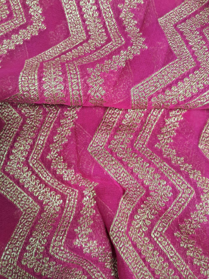 Pure Banarasi Handloom Khaddi Georgette Silk Saree With Water Zari Work in Raani