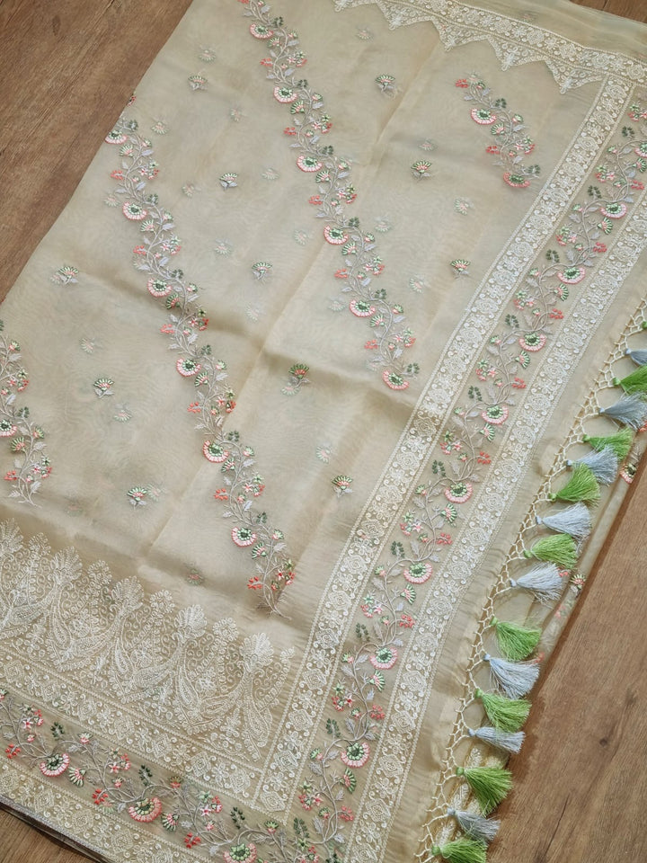 Exclusive Pure Organza Silk Saree With Multi thread Embroidery |LIMITED EDITION|