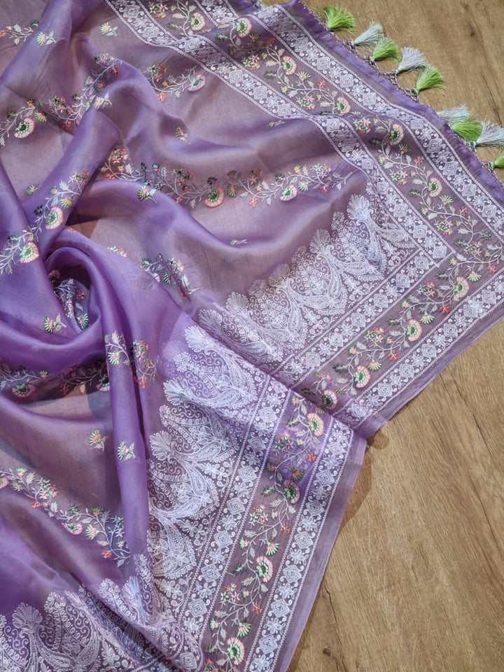 Exclusive Pure Organza Silk Saree With Multi thread Embroidery |LIMITED EDITION|