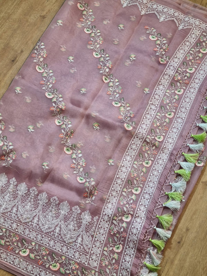 Exclusive Pure Organza Silk Saree With Multi thread Embroidery |LIMITED EDITION|