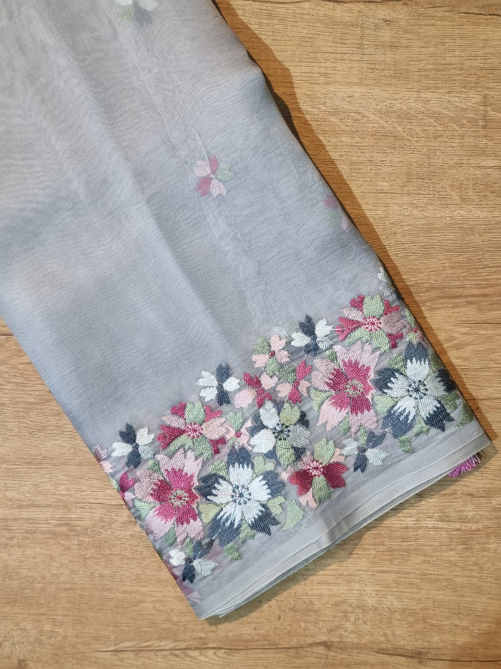 Exclusive Pure Organza Silk Saree With Multi thread Embroidery |LIMITED EDITION|
