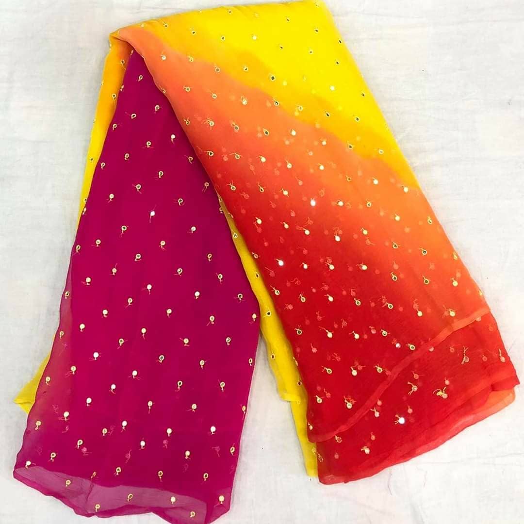 Pure Jaipuri Chiffon Saree in Multicolor