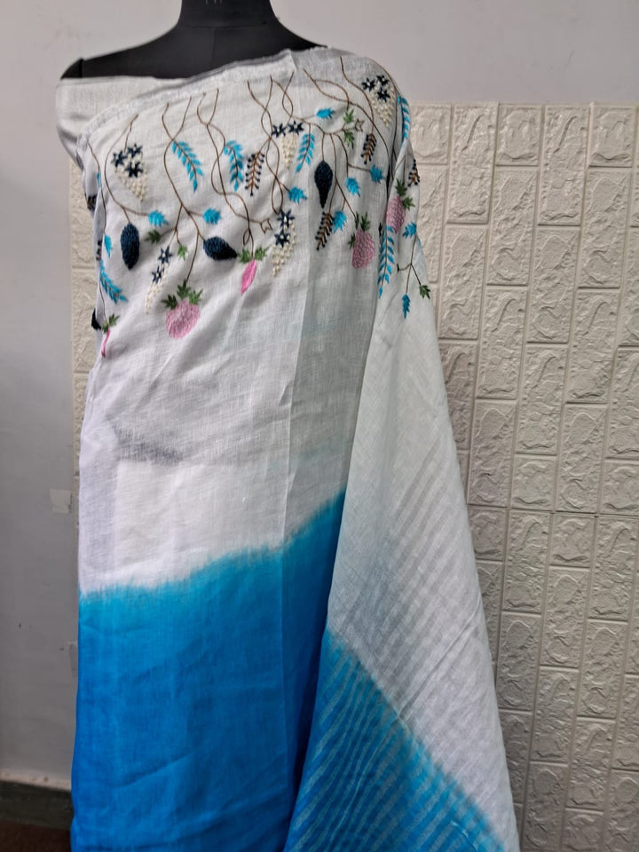 Pure Linen By Linen Saree with embroidery | EXCLUSIVE COLLECTION