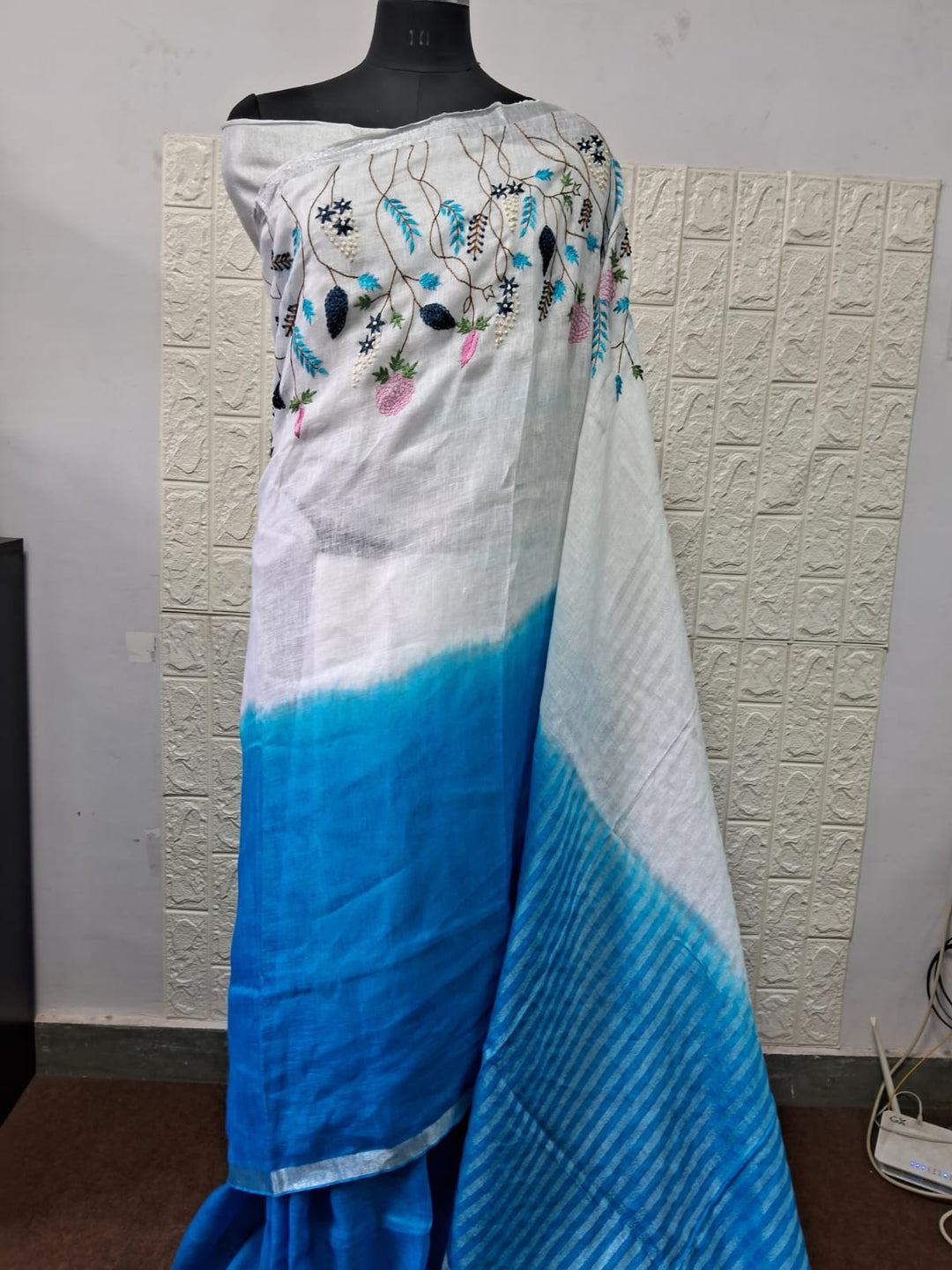 Pure Linen By Linen Saree with embroidery | EXCLUSIVE COLLECTION