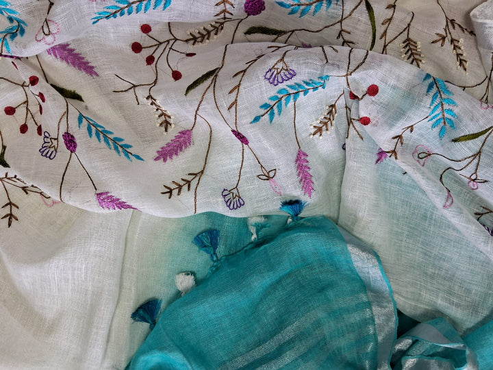 Pure Linen By Linen Saree with embroidery | EXCLUSIVE COLLECTION|