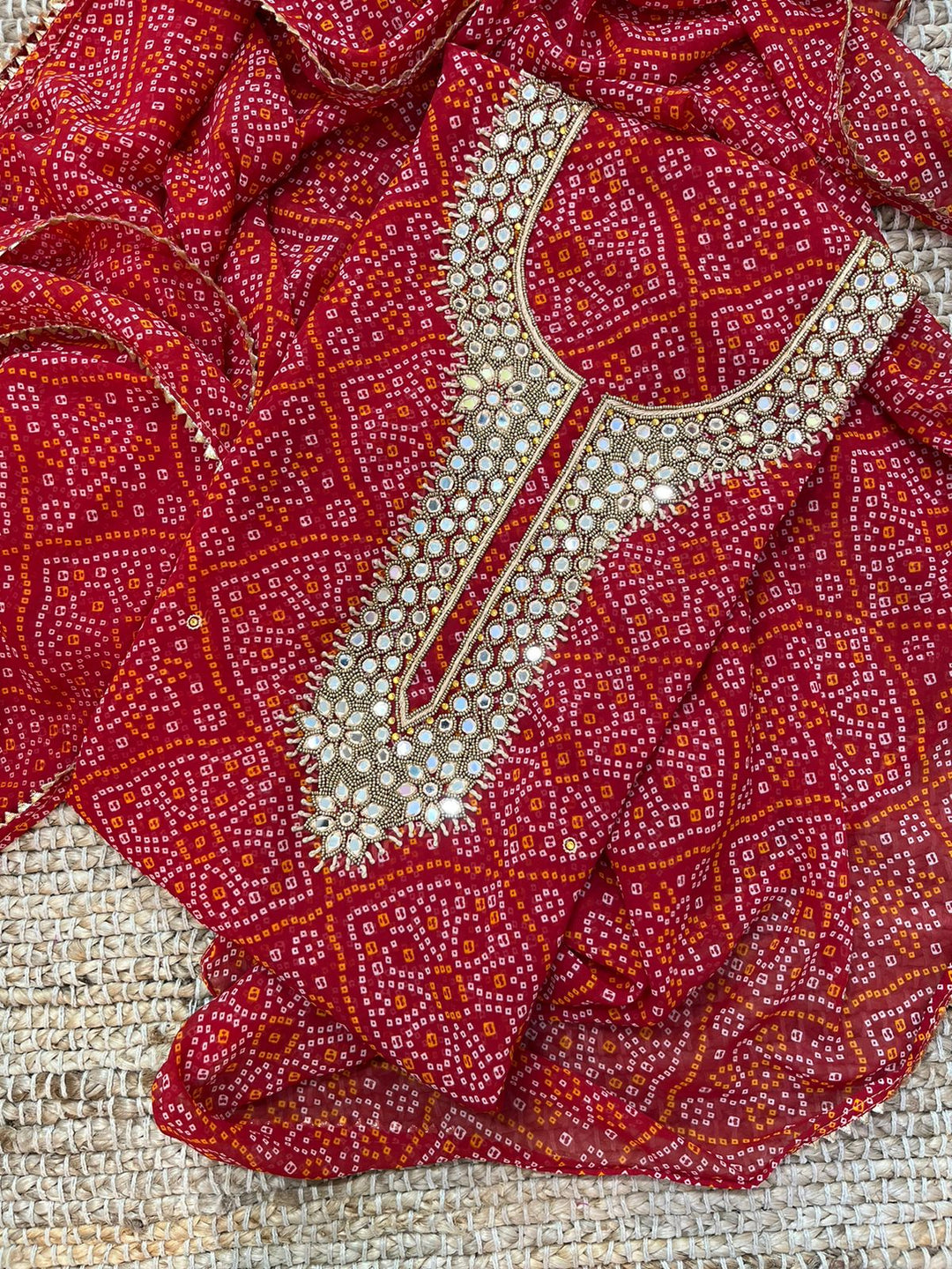 Hand Work Unstitched Suit in Georgette