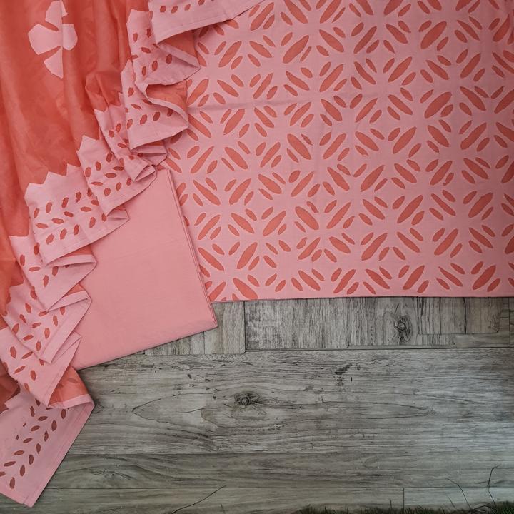 Pure Cotton Applique Work Unstitched Suit With Cotton Applique Work Dupatta.