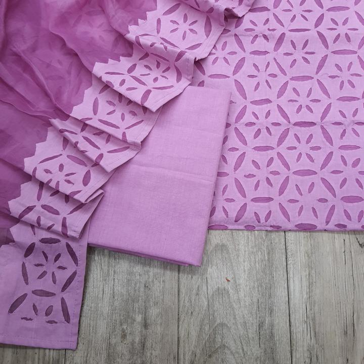 Pure Cotton Applique Work Unstitched Suit With Cotton Applique Work Dupatta.