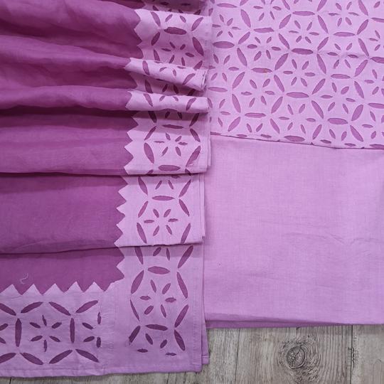Pure Cotton Applique Work Unstitched Suit With Cotton Applique Work Dupatta.
