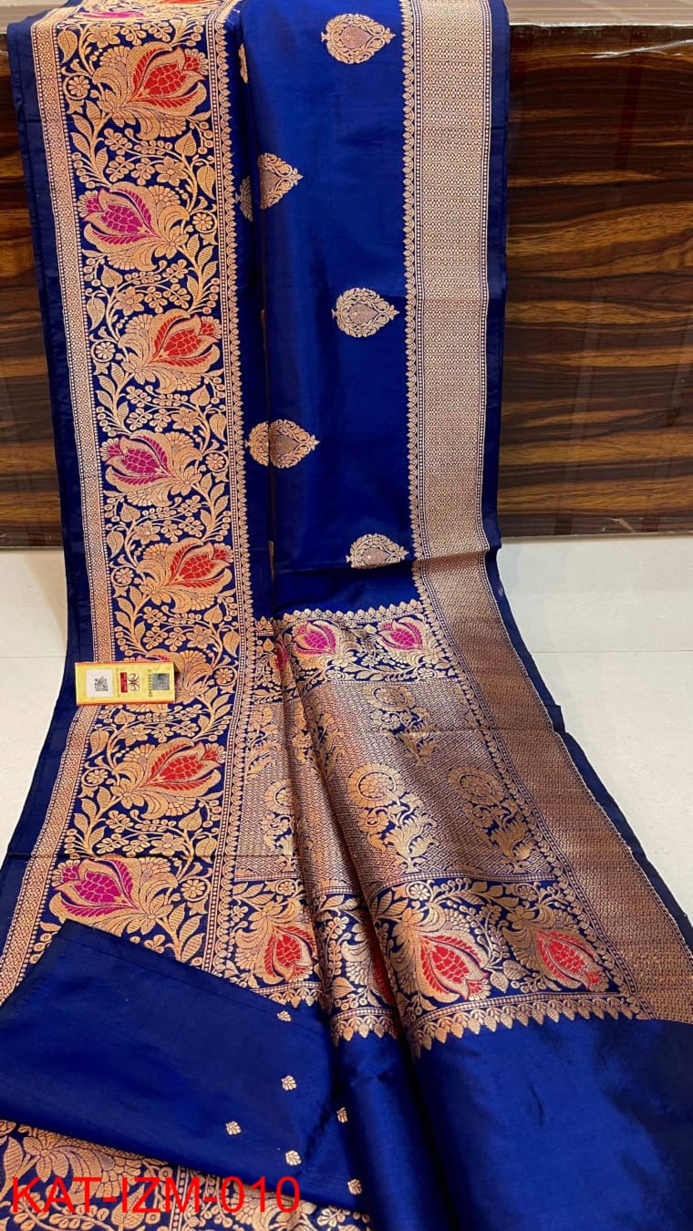 Pure Banarasi Handloom Katan Silk Meenakari Zari Work Saree