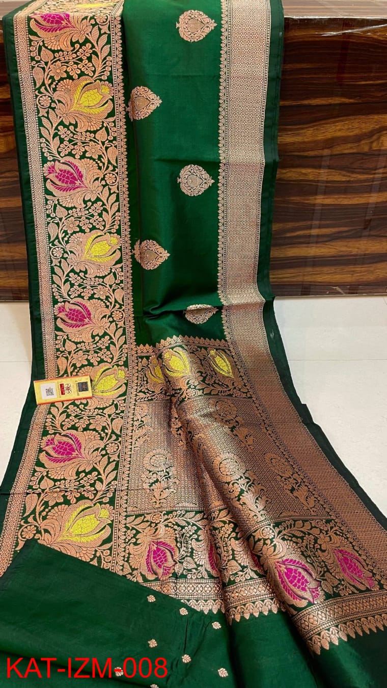 Pure Banarasi Handloom Katan Silk Meenakari Zari Work Saree