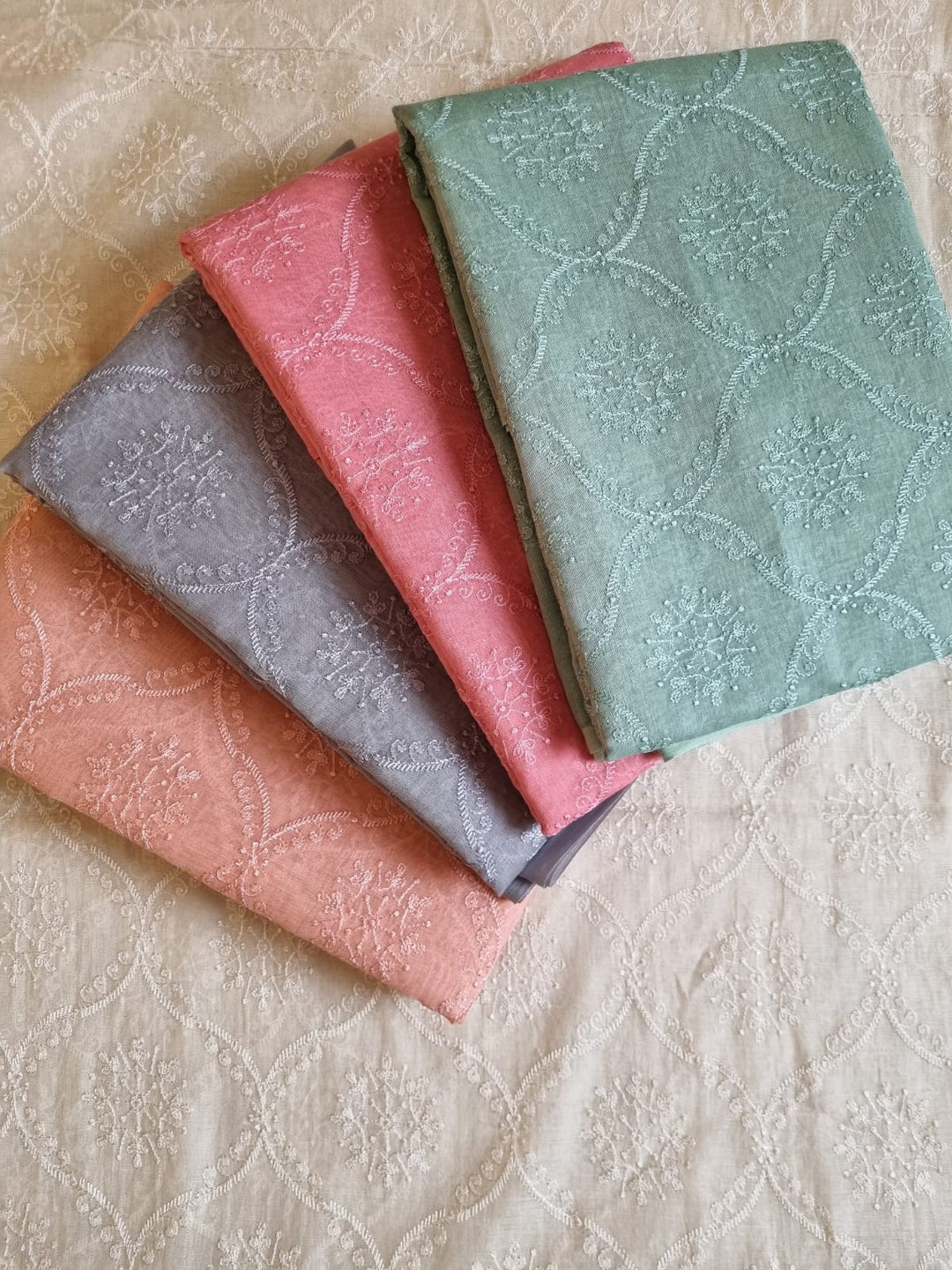 Pure Banarasi Chanderi Silk Chikankari work Unstitched suit