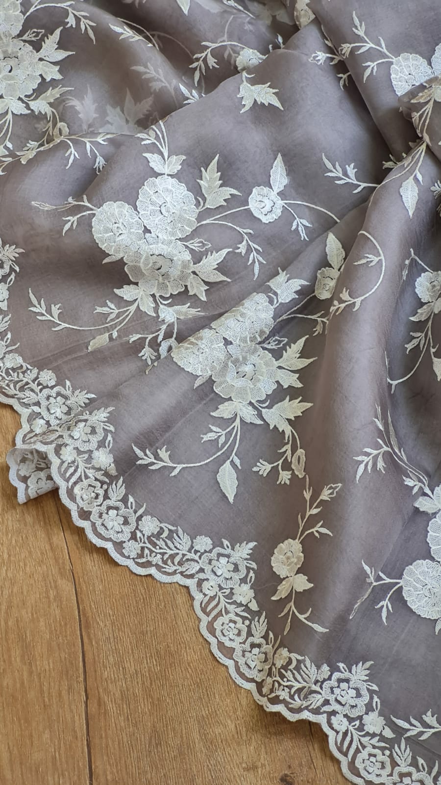 Pure kora Organza Silk Saree With Embroidery Work