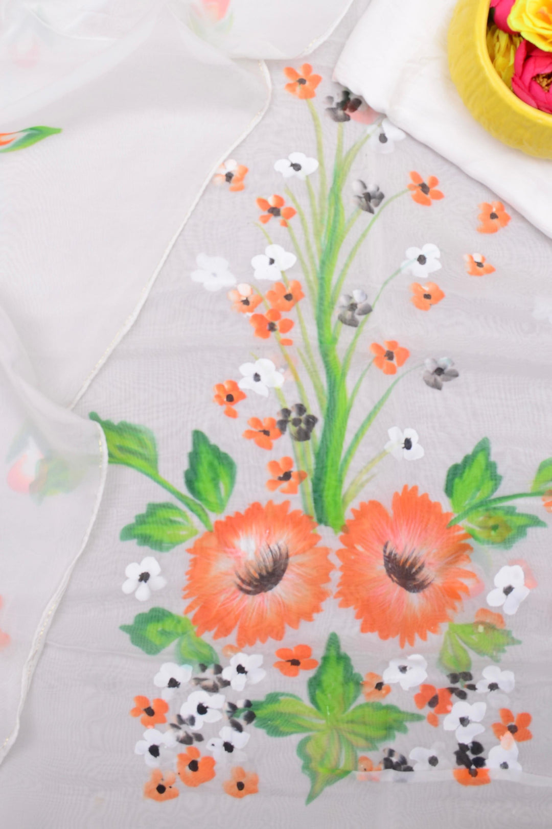 Exclusive design Organza Hand painted 3 pc Unstitched Suit – fab-persona