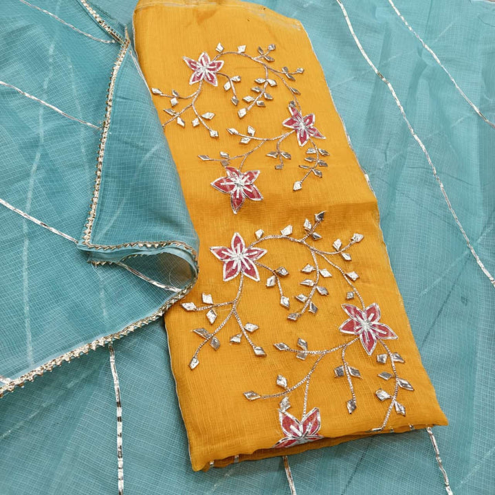 Kota Doriya Gotta Patti Work Unstitched Suit