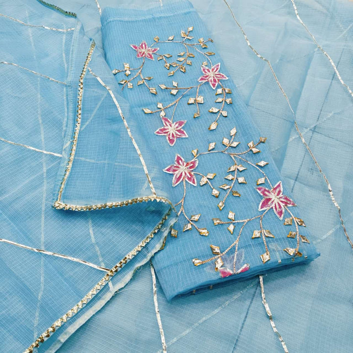 Kota Doriya Gotta Patti Work Unstitched Suit