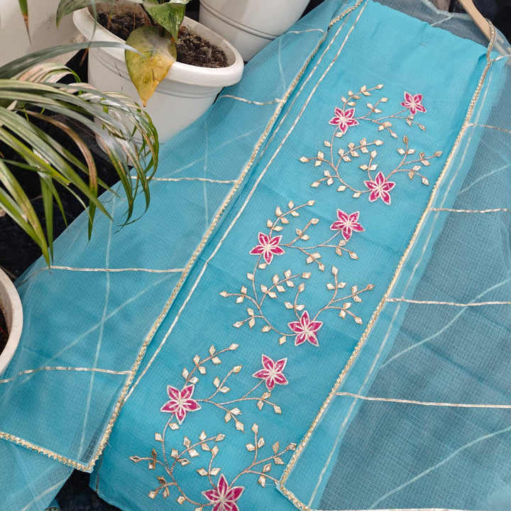 Kota Doriya Gotta Patti Work Unstitched Suit