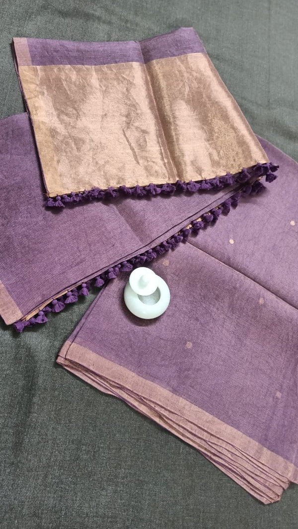 Pure Silk By Linen 2PC Jamdani Unstitched Suit with Tissue Zari Palla