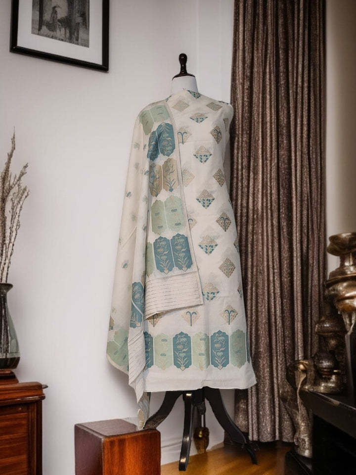 Exclusive Pure Banarasi Chanderi Silk Alfi Weaved Unstitched Suit