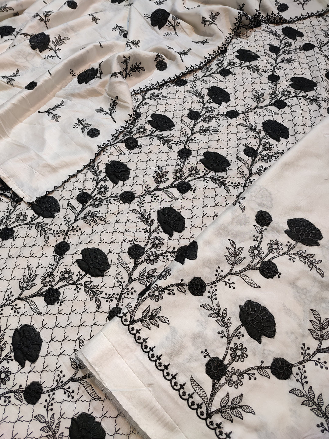 Exclusive Pure Banarasi Chanderi Silk Unstitched Suit With Applique Work and Dense Embroidery