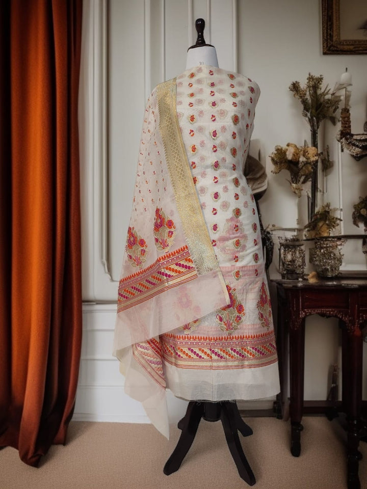 Exclusive Pure Banarasi Chanderi Silk Alfi Weaved Unstitched Suit