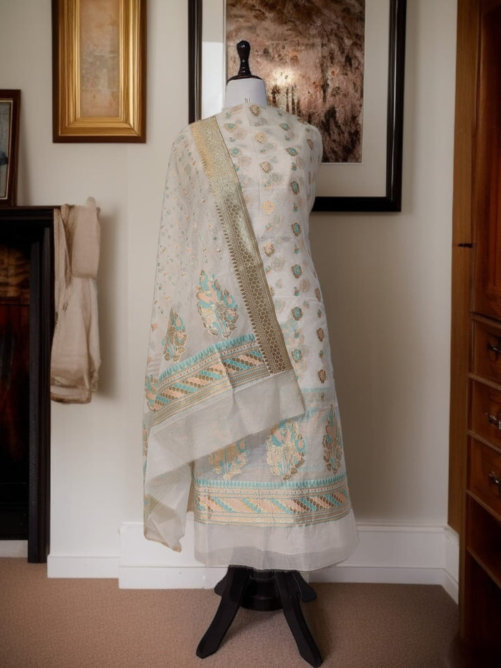 Exclusive Pure Banarasi Chanderi Silk Alfi Weaved Unstitched Suit
