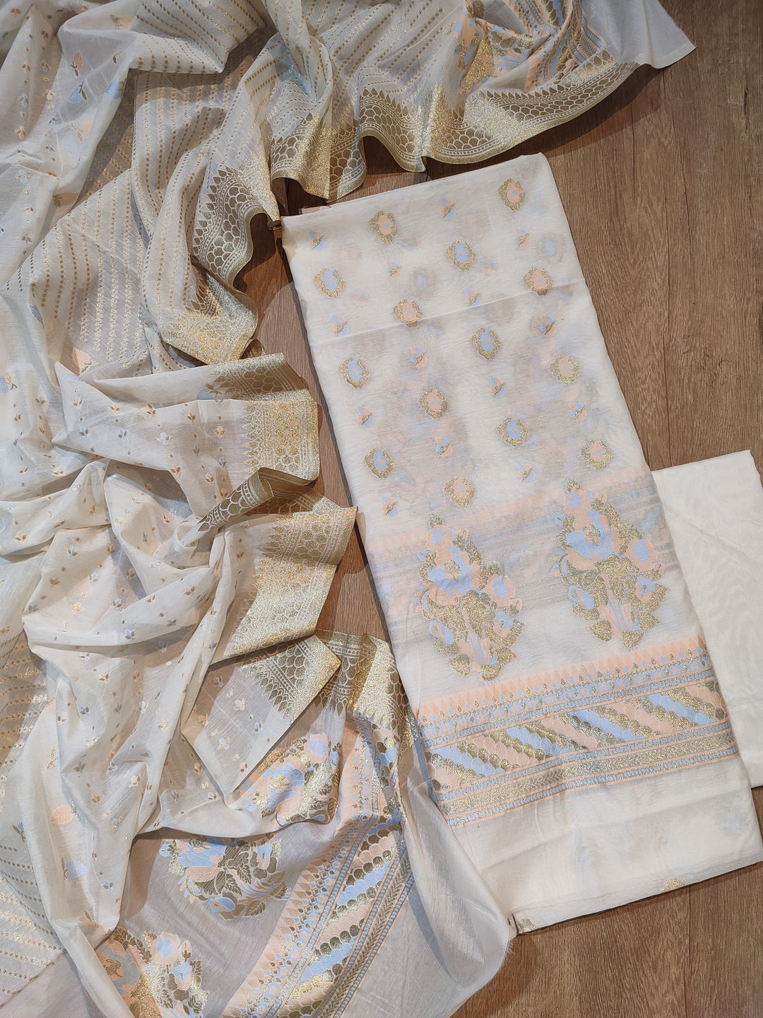 Exclusive Pure Banarasi Chanderi Silk Alfi Weaved Unstitched Suit
