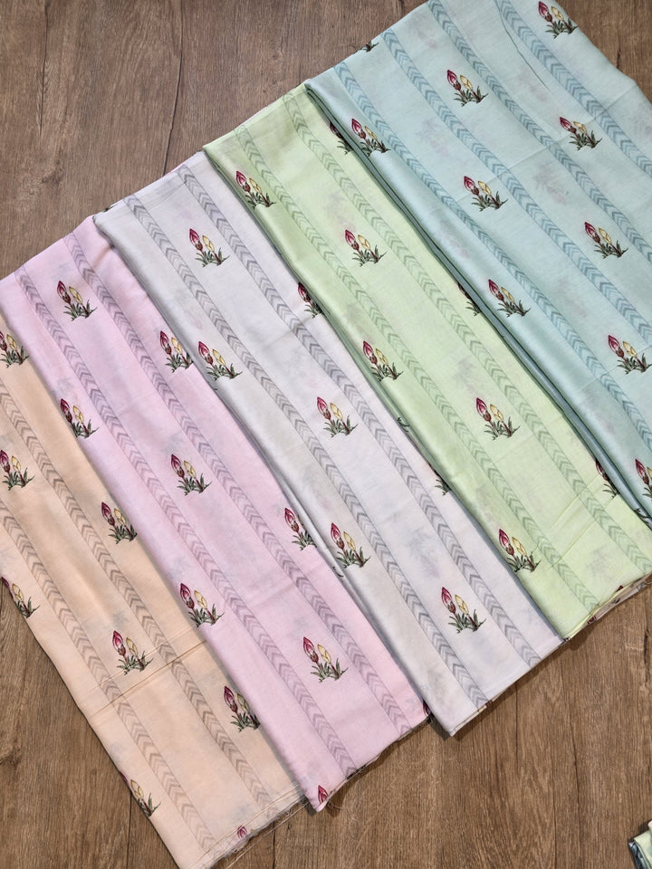 Pure Banarasi Chanderi Silk Unstitched Suit With Digital print
