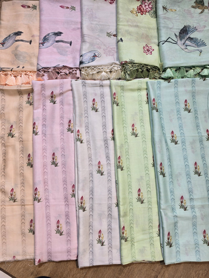 Pure Banarasi Chanderi Silk Unstitched Suit With Digital print