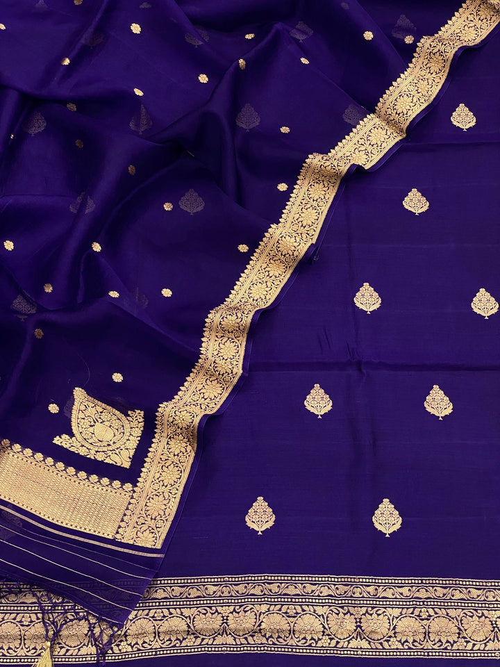 Pure Banarasi Chiniya Silk Unstitched Suit With Khadwa Buti Work