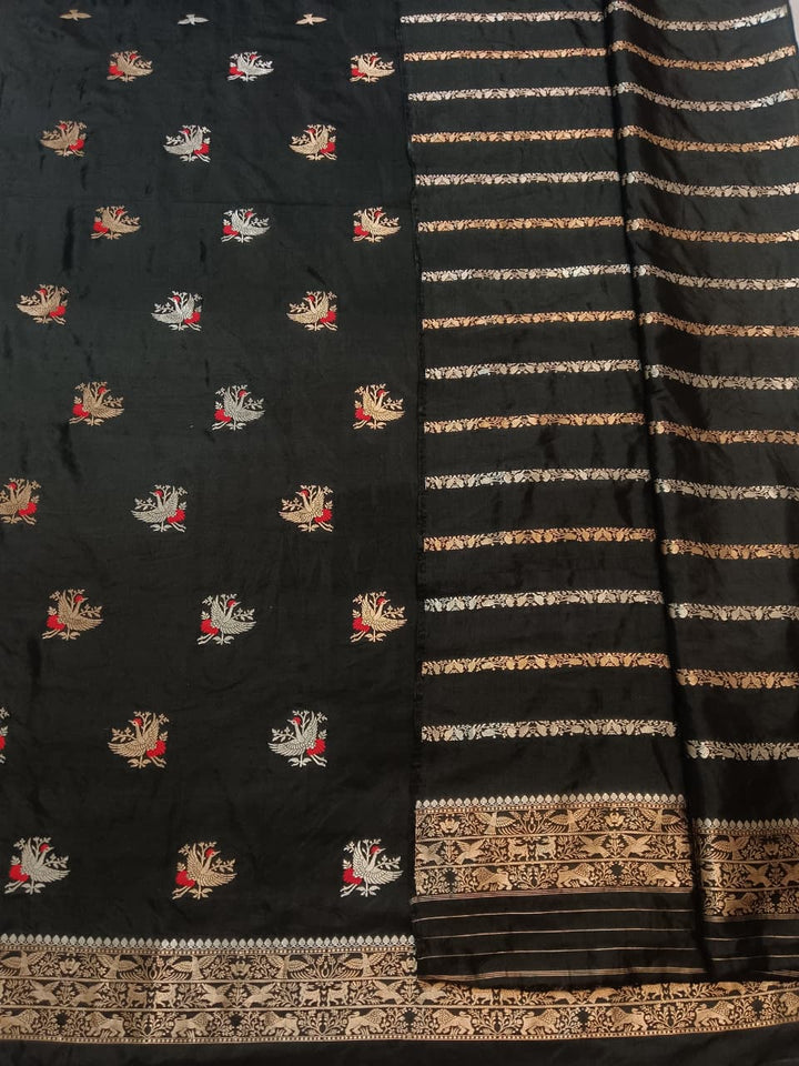Pure Mango Silk 3 pc Unstitched Suit With Khadwa Weaving and Meenakari Work