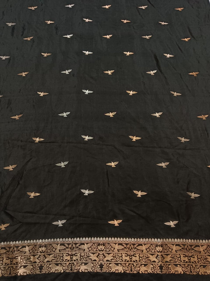 Pure Mango Silk 3 pc Unstitched Suit With Khadwa Weaving and Meenakari Work