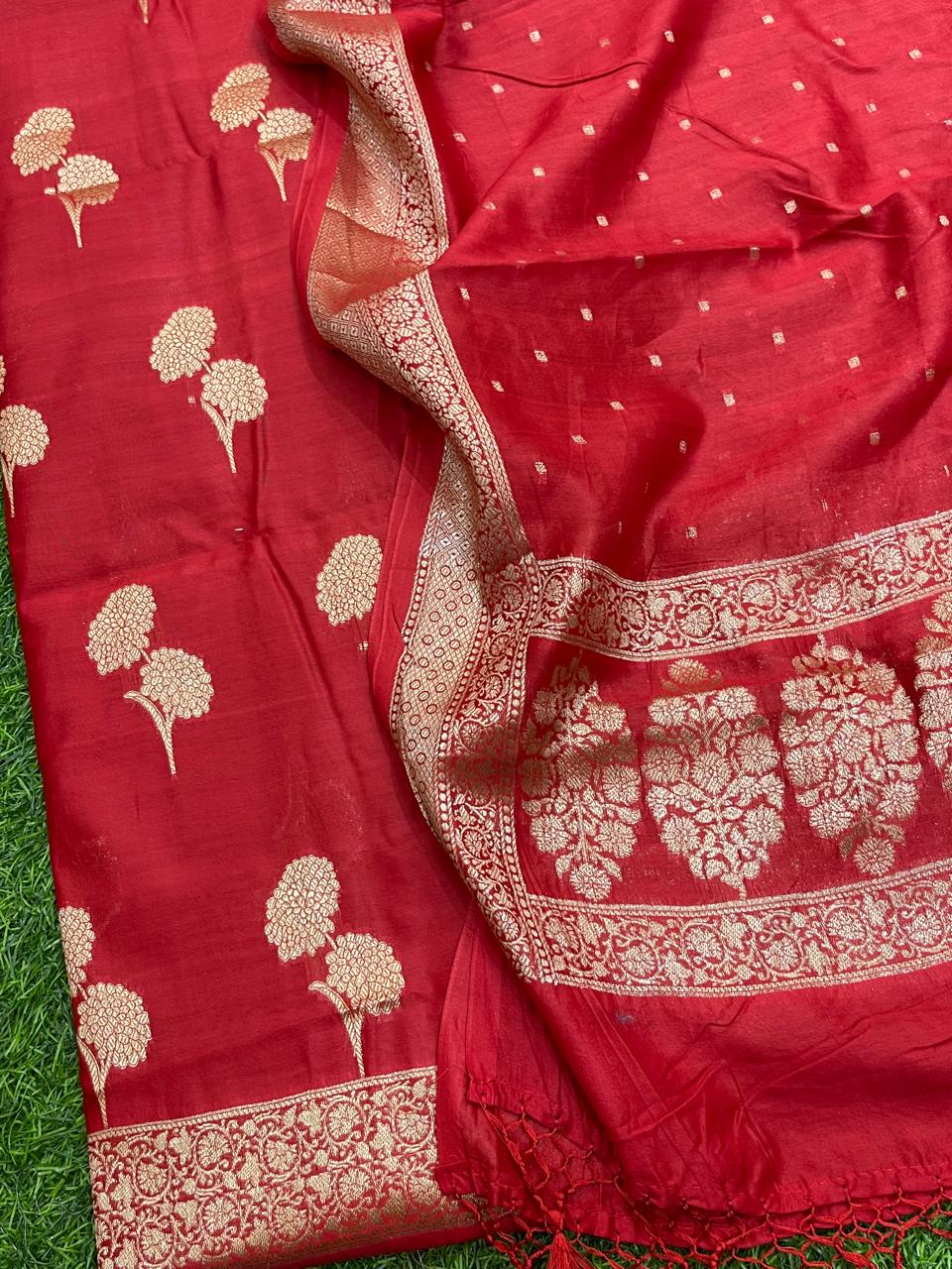 Pure Banarasi Resham Chanderi Unstitched Suit